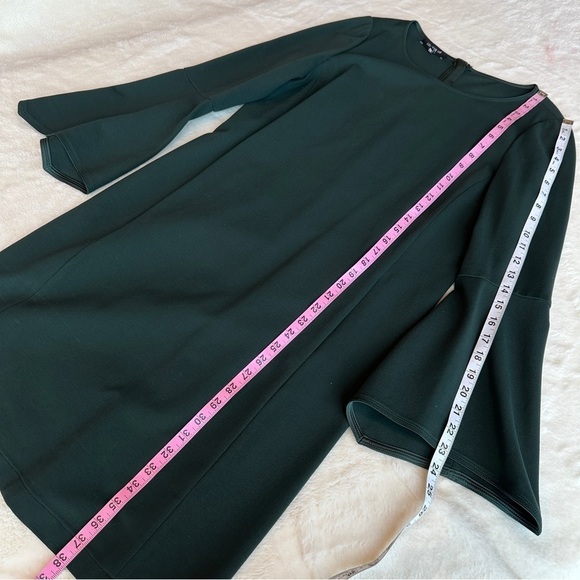 💥SALE💥 Lafayette 148 Paloma Shift 3/4 Sleeve Viscose Green Knee Dress M - Picture 5 of 13